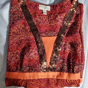 Venezia 26/28 sleeveless blouse w/orange waist tie